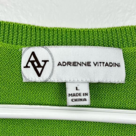 Adrienne Vittadini Womens Large Lime Green Tank Top Sweater Dress, 100% Cotton - Picture 5 of 5
